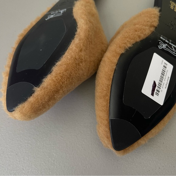 Jenni Kayne Shearling Pointed Toe Flat Mule in Natural EU40 US10 NWOB - Picture 9 of 11